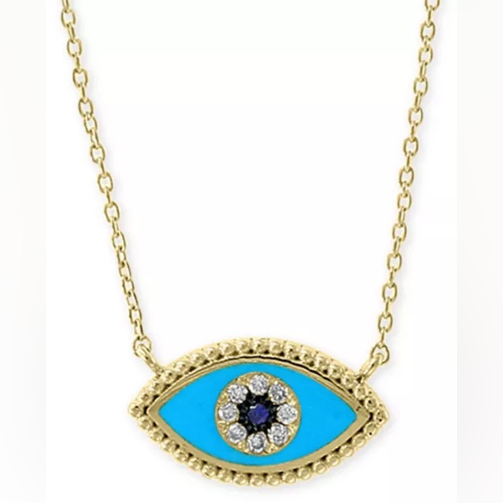 EFFY Sapphire & Diamond Accent Evil Eye 18" Pendant Necklace in 14k Gold